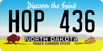 ND license plate HOP436