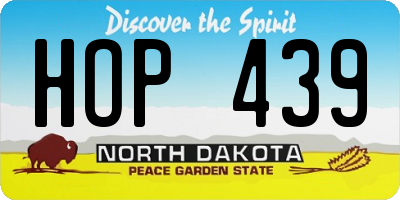 ND license plate HOP439
