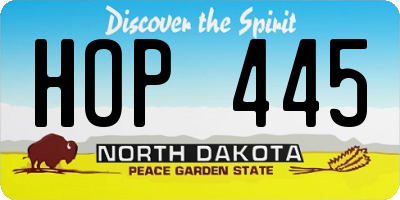 ND license plate HOP445