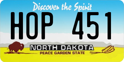 ND license plate HOP451