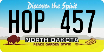 ND license plate HOP457