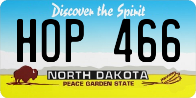 ND license plate HOP466