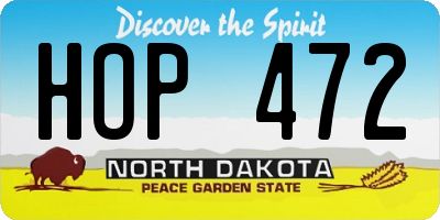 ND license plate HOP472