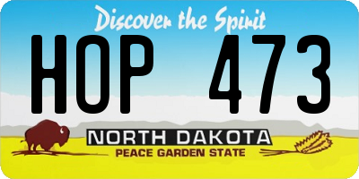 ND license plate HOP473