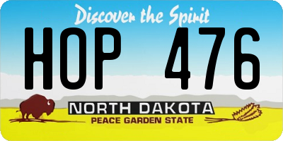 ND license plate HOP476