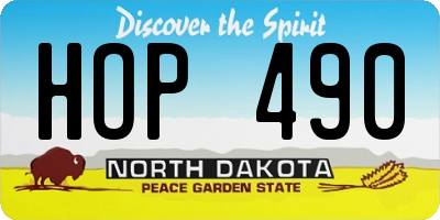 ND license plate HOP490