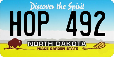 ND license plate HOP492