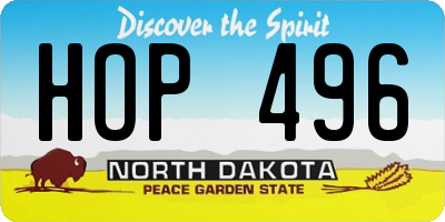 ND license plate HOP496