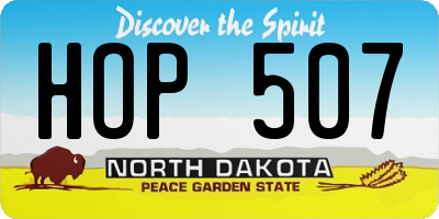 ND license plate HOP507