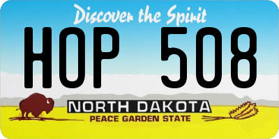 ND license plate HOP508