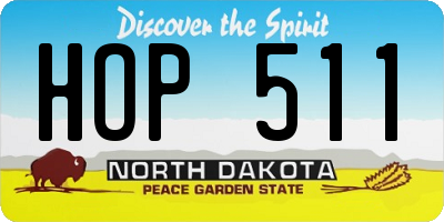 ND license plate HOP511