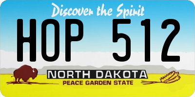 ND license plate HOP512