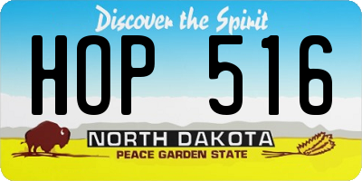 ND license plate HOP516
