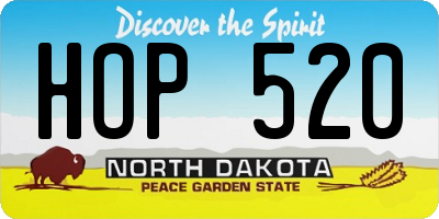 ND license plate HOP520