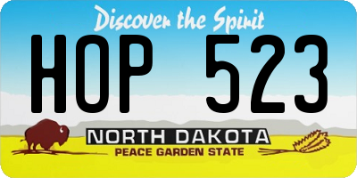 ND license plate HOP523