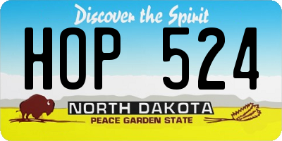 ND license plate HOP524