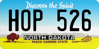 ND license plate HOP526