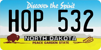 ND license plate HOP532