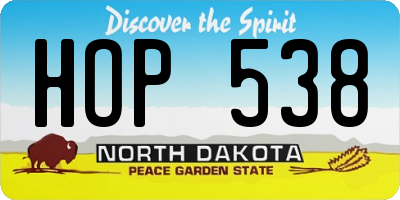 ND license plate HOP538