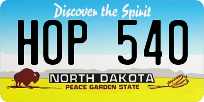 ND license plate HOP540
