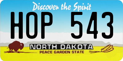 ND license plate HOP543