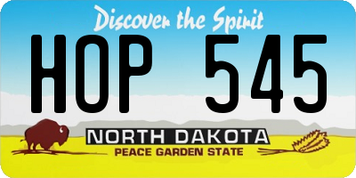 ND license plate HOP545