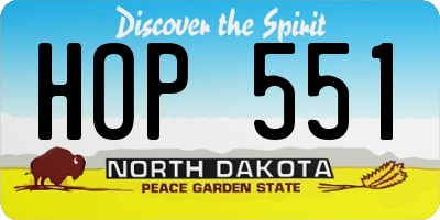 ND license plate HOP551