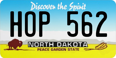 ND license plate HOP562