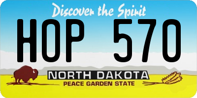 ND license plate HOP570