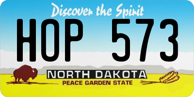 ND license plate HOP573