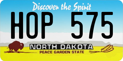 ND license plate HOP575