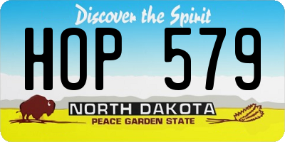 ND license plate HOP579