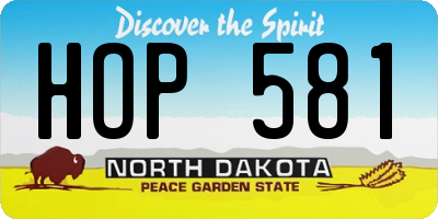 ND license plate HOP581