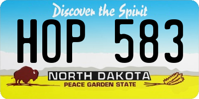 ND license plate HOP583