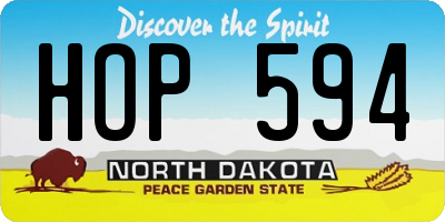 ND license plate HOP594