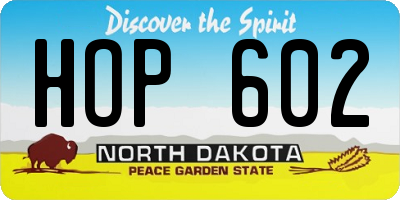 ND license plate HOP602