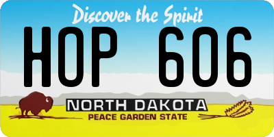 ND license plate HOP606