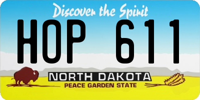 ND license plate HOP611