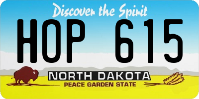 ND license plate HOP615