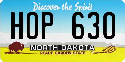 ND license plate HOP630