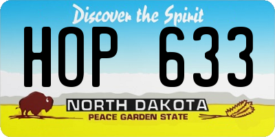 ND license plate HOP633