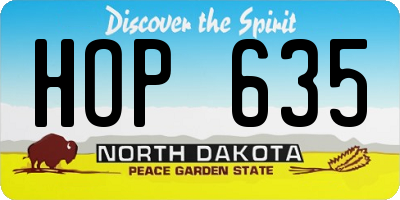 ND license plate HOP635