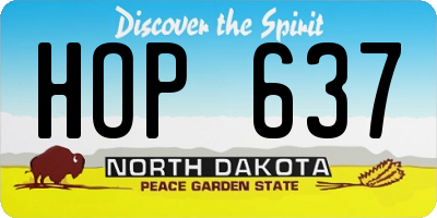 ND license plate HOP637