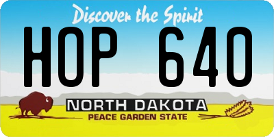 ND license plate HOP640