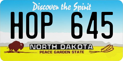 ND license plate HOP645