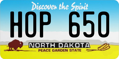 ND license plate HOP650