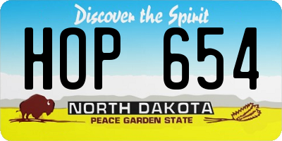 ND license plate HOP654