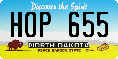 ND license plate HOP655