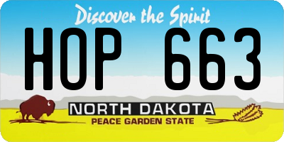 ND license plate HOP663