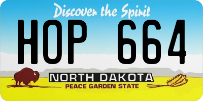 ND license plate HOP664